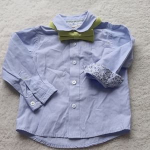 Spring button down shirt with bow tie